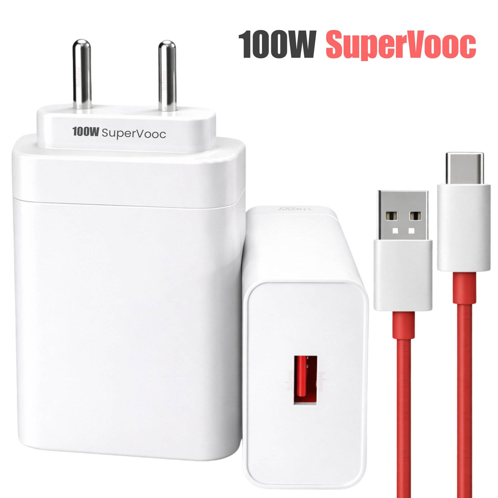 Sulania 100W SuperVooc Charger With USB Type A to Type C Datacable