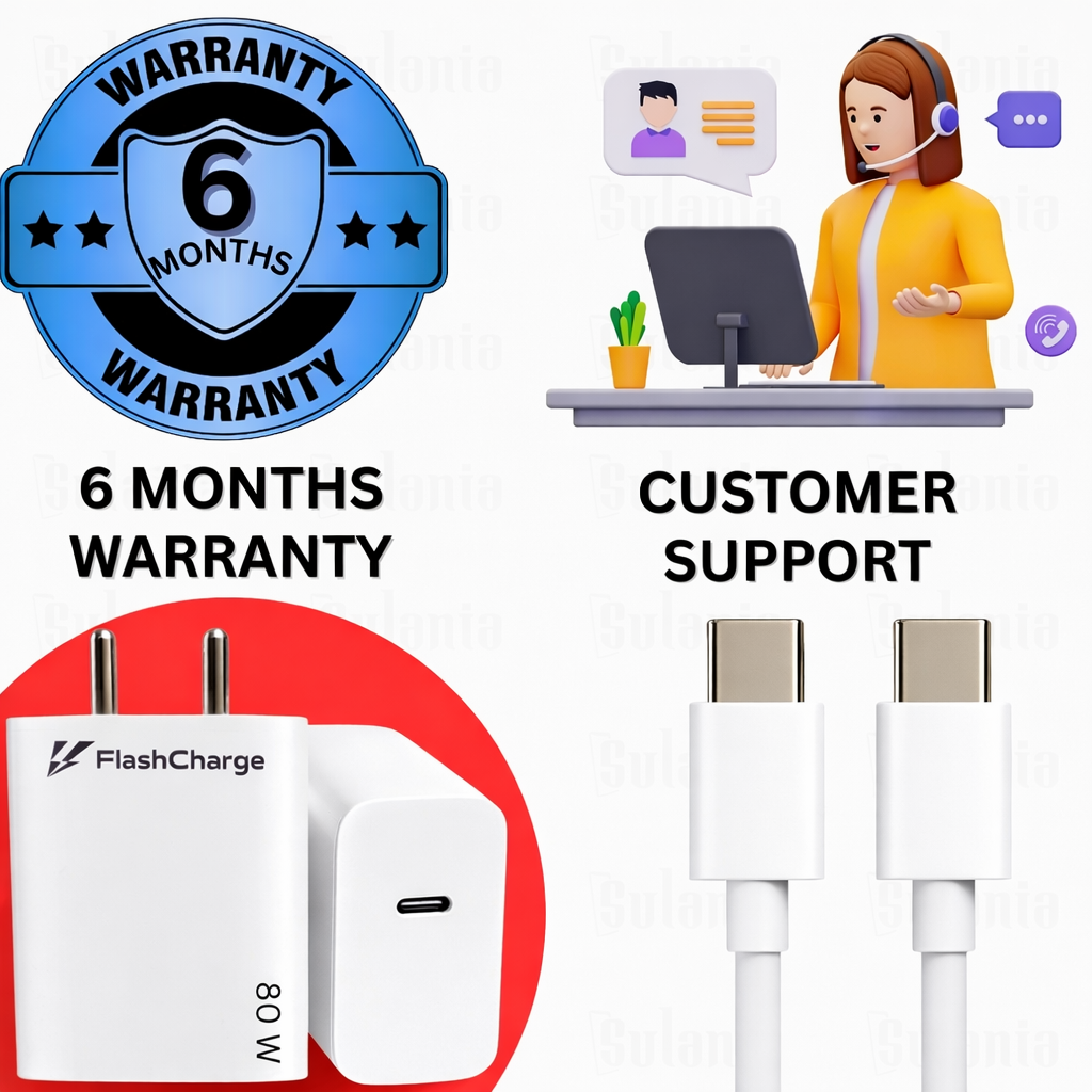 Sulania 80W Flash Charger With USB Type A to Type C Datacable - Image 4