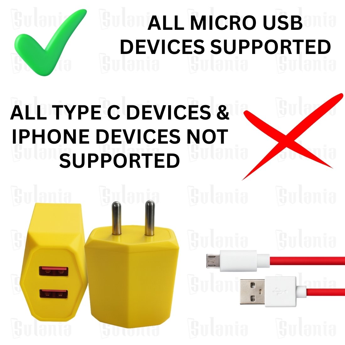 Sulania 12W Charger With Micro USB Datacable - Image 2