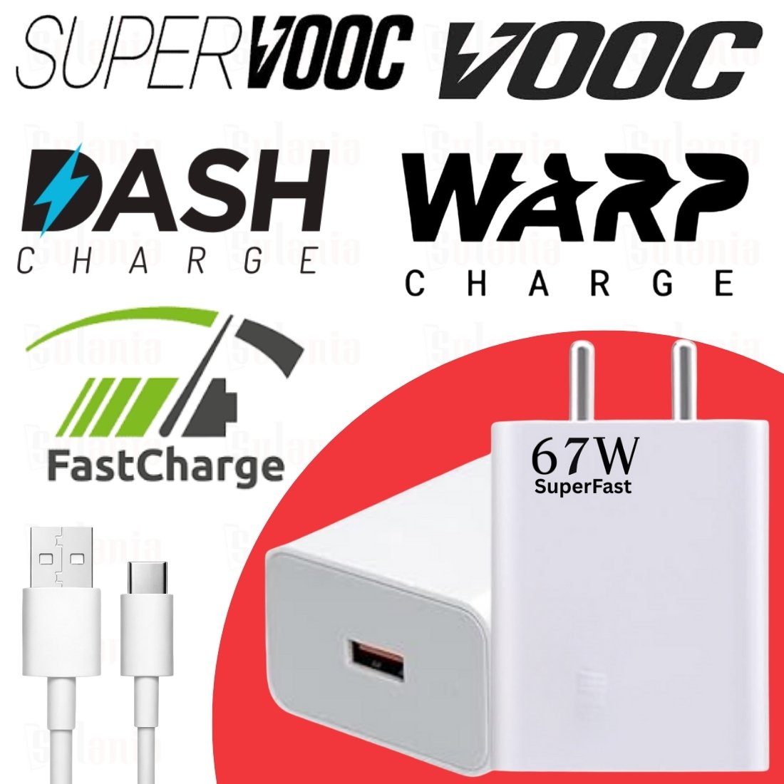 Sulania 67W SuperVooc Charger With USB Type A to Type C Datacable - Image 3