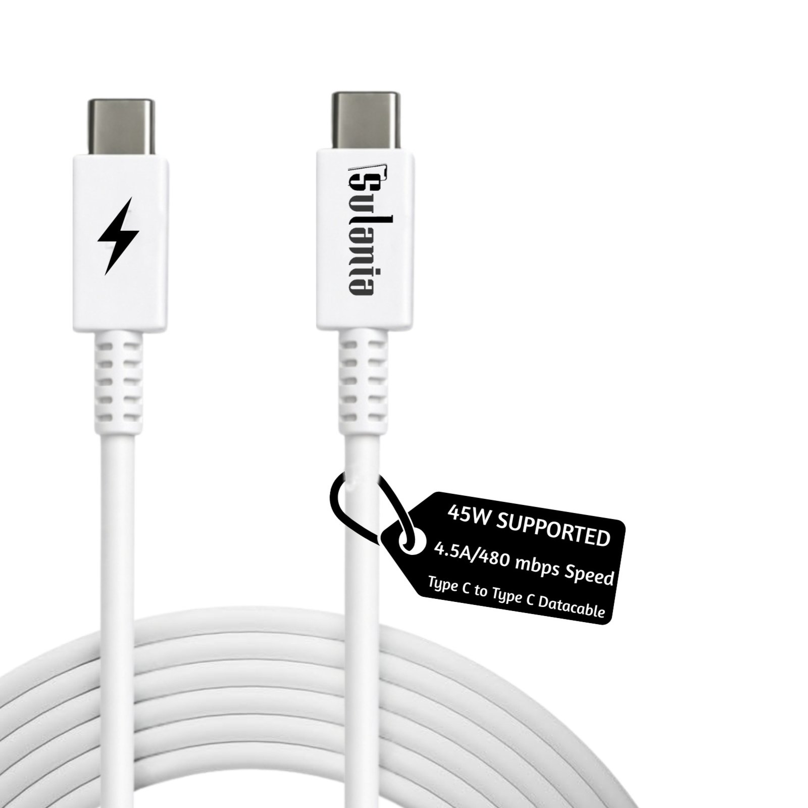 Sulania 45W 1 Meter USB Type C To Type C SuperVooc Datacable
