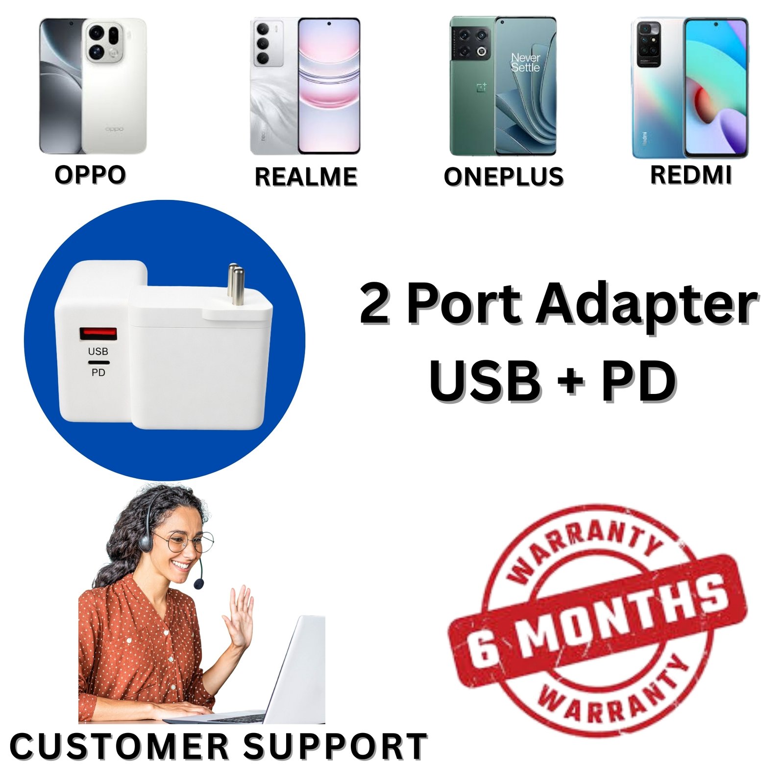 Sulania 100W SuperVooc Charger With 2 Datacable (Type C to Type C & USB Type A to Type C) - Image 4