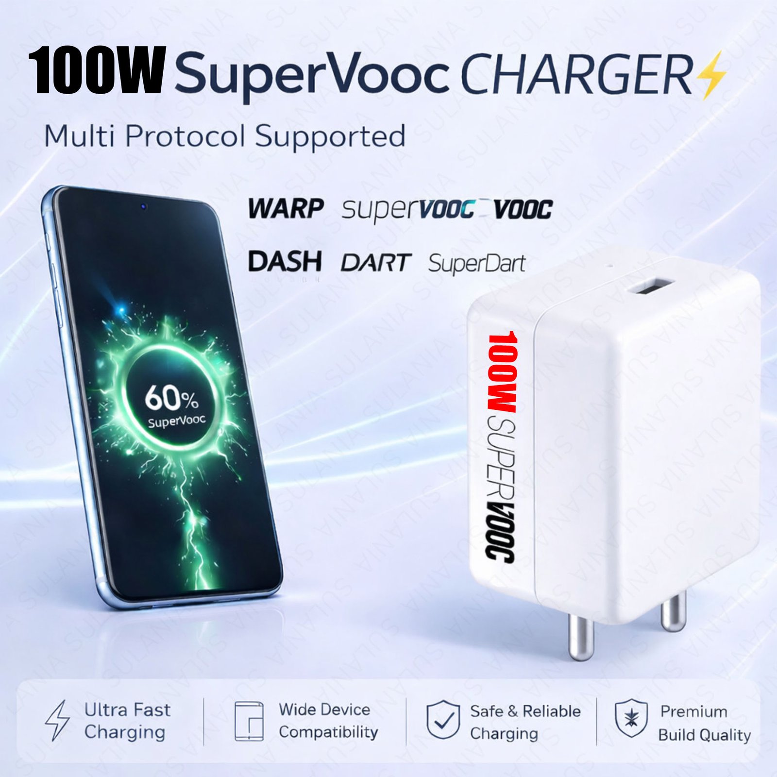 100W SuperVooc Charger With USB Type C Red Data Cable Compatible With Oppo, realme, Redmi, Oneplus, Infinx, Xiaomi Nobile Phones. - Image 5