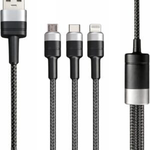 Sulania 100W 1 Meter SuperVooc 3 In 1 USB Type A to Micro USB, Type C & Lightning Datacable