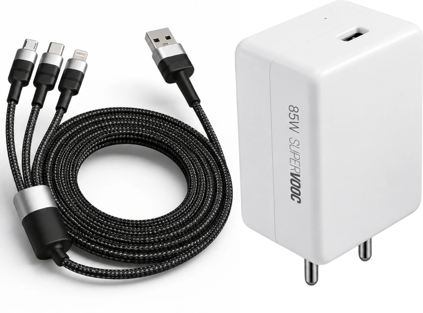 85W SuperVooc Charger With 3In1 Data Cable