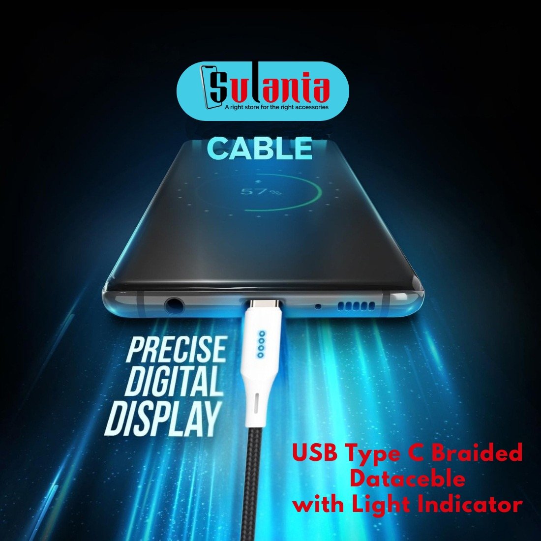 Sulania 80W 1 Meter USB Type A To Type C SuperVooc Datacable - Image 3