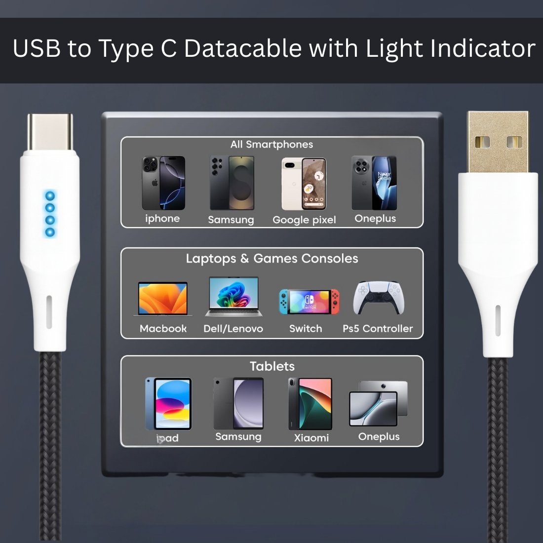 Sulania 80W 1 Meter USB Type A To Type C SuperVooc Datacable - Image 4