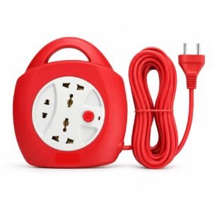 Sulania 3 Socket Extension Board with 4 Meter Long Wire, Universal Sockets, ON/OFF Switch & LED Indicator – Red & White